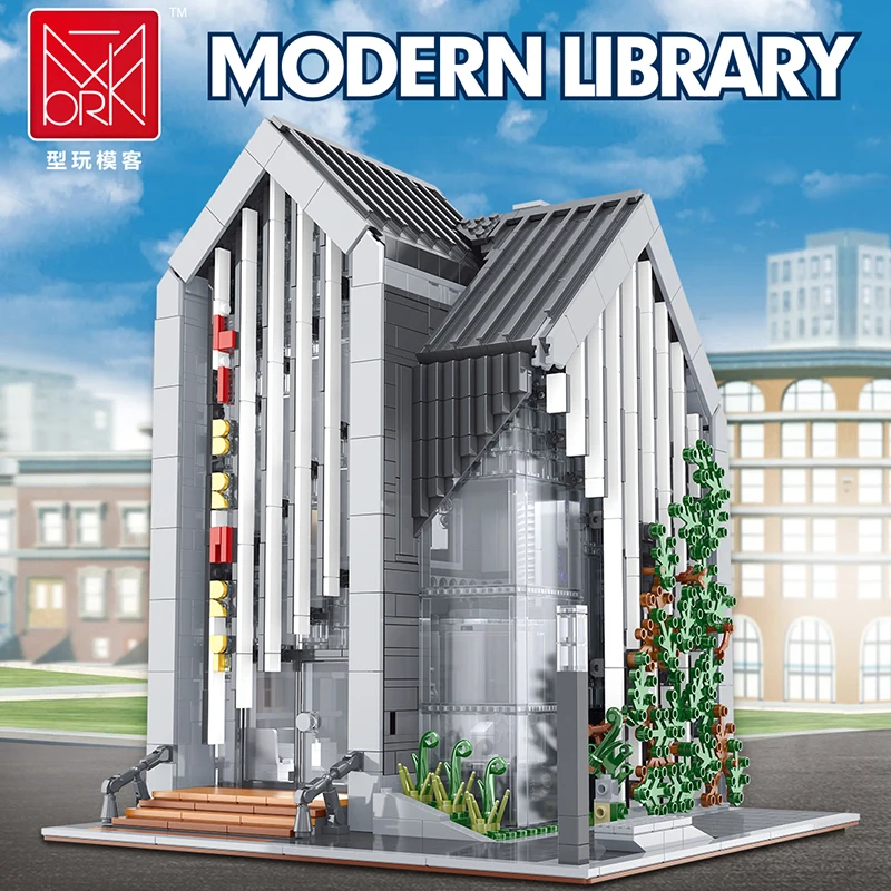 2789pcs MORK 011001 Street View MOC Series Modular Modern Library City Architecture Building Blocks Models Toys for Boys