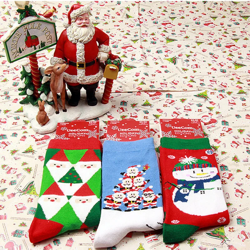 Новые хлопковые рождественские женские носки с оленем и снеговиком Новое