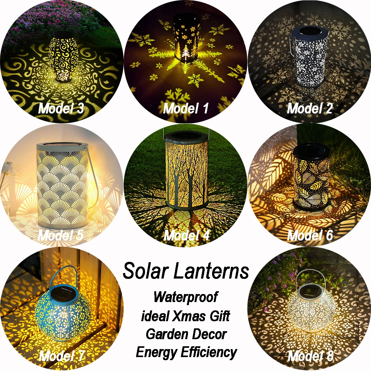 

8 Styles Solar Powered Lights Outdoor Garden Waterproof LED Patio Yard Landscape Pathway LED Lamp Lantern Hanging Decoration