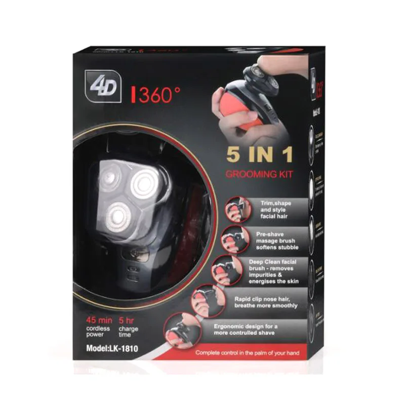 

LK-1810 5 in 1 Multifunction Floating 3 Head Electric Shaver Polish Hair Clipper Body Hair Trimmer Cutter Remover Razor Machine