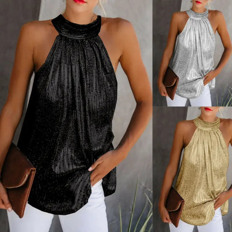 

Women Sleeveless Tank Top Soft Tunic Ladies Scoop Neck Loose Fit Basic Blouse