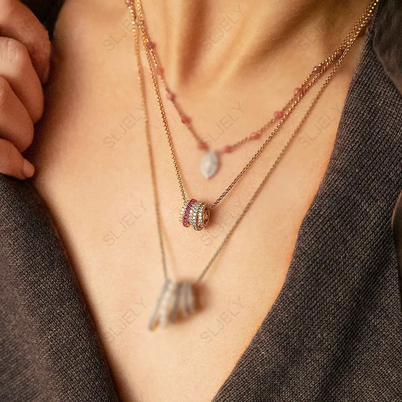 Женское регулируемое ожерелье SLJELY из серебра 925 пробы с желтым и золотым цветом