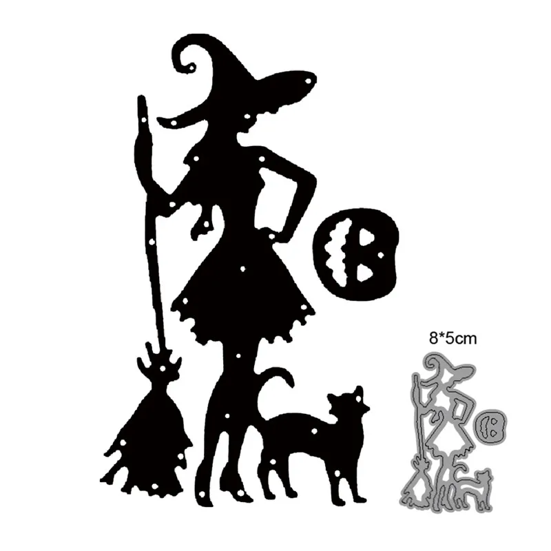 

2021 New Cutting Metal Dies For Halloween Witch Cat Do It Yourself Stamps Card Gift Decoration Paper Craft Supplies