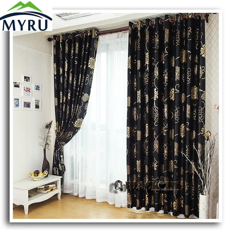 MYRU Anticorrosive Metal Grommet beautiful black and gold curtains black and silver curtains for living room