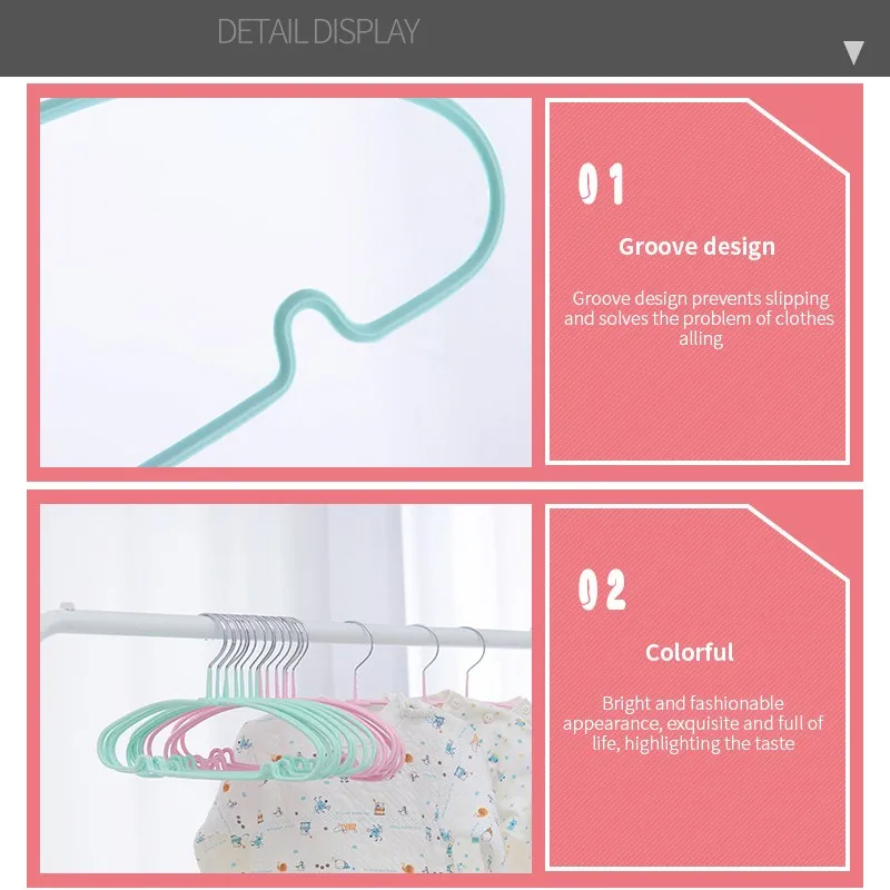 

10PCs/Set 28*18cm New Candy-colored Baby Children Clothes Hanger drying rack Anti-skid Antiseptic Durable Coat storage hangers