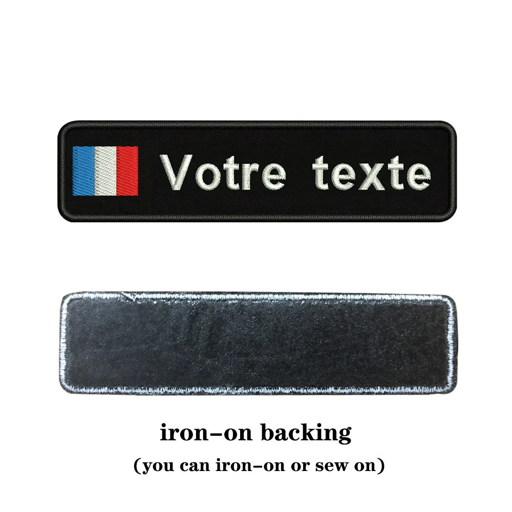 white-iron on Таможня Вышивка Флаг Франции имя или заплатка с текстом 10 см* 2,5 см значок Утюг на или липучке Подложка для одежды брюки рюкзак шляпа - Цвет: white-iron on