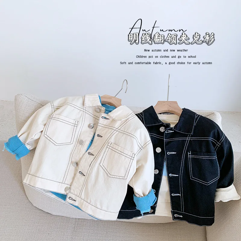 

Куртка джинсовая детская демисезонная, с отложным воротником