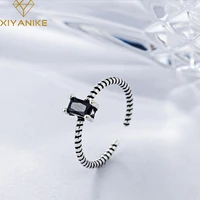 xiyanike silver color new fashion geometric opening rings charming elegant meteorite jewelry accessories for women