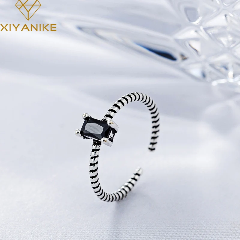 XIYANIKE 925 Sterling Silver New Fashion Geometric Opening Rings Charming Elegant Meteorite Jewelry Accessories For Women | Украшения и