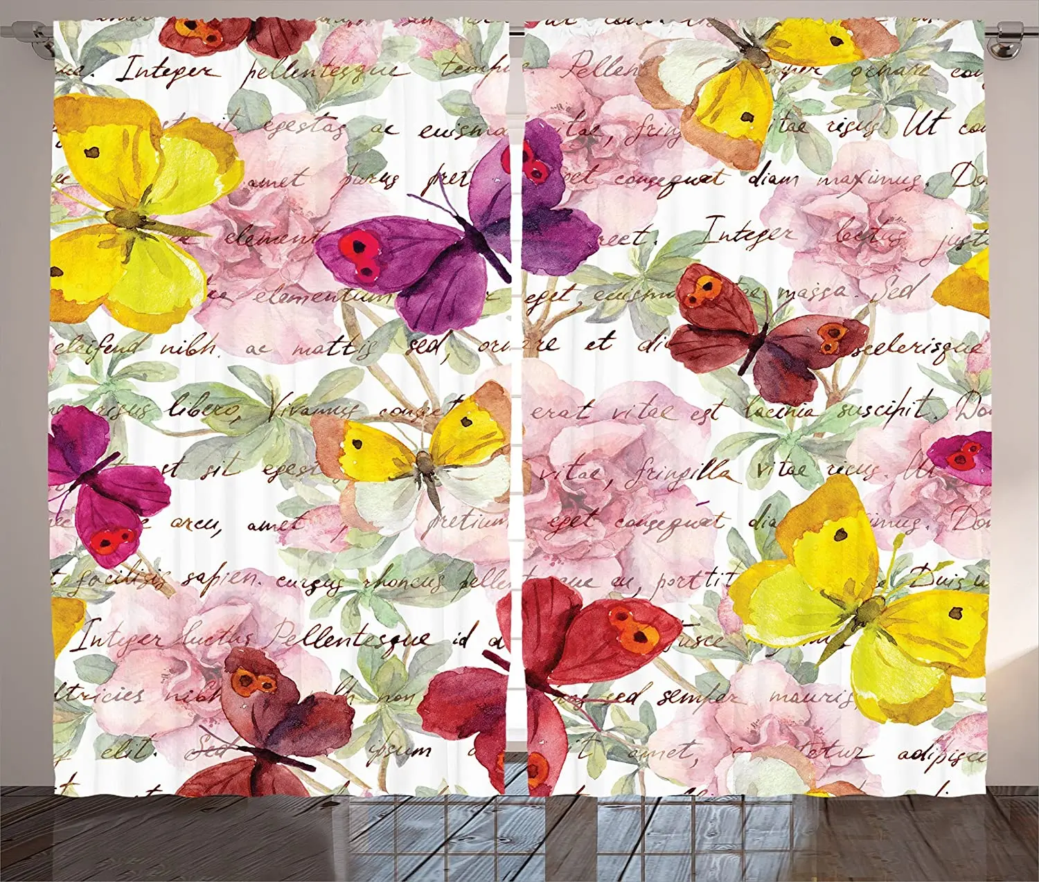 

Украшение бабочки окна Шторы s цветы текст камелии Святого Валентина с надписью «Love романтические декоративная занавеска для спальни Шторы