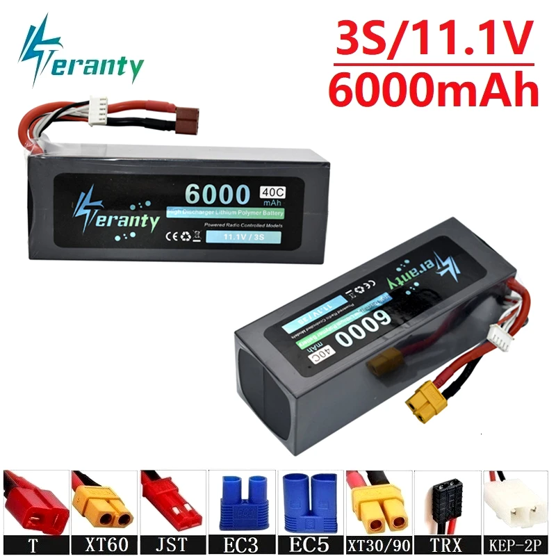 Teranty Power 11 1 В 6000 мАч 40C Lipo Batterry для RC Drone Boat Quodcopter запасные части 3s 5200 батареи T/XT60