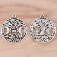 10 pieces tibetan silver celtics tree life triple moon goddess charms pendants beads for jewellery making findings 35x35mm