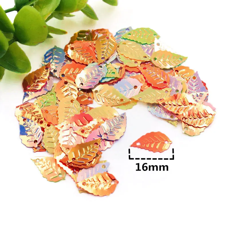 1400 шт./упак. 16 мм плоский Радужный лист свободная тесьма с пайетками для шитья