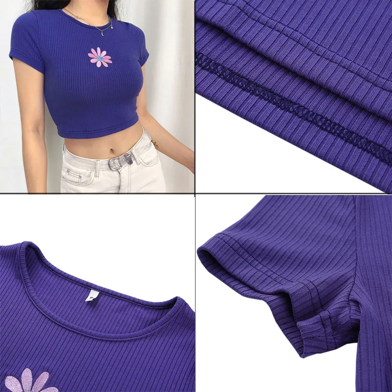 Укороченные топы женская летняя футболка укороченные с коротким рукавом