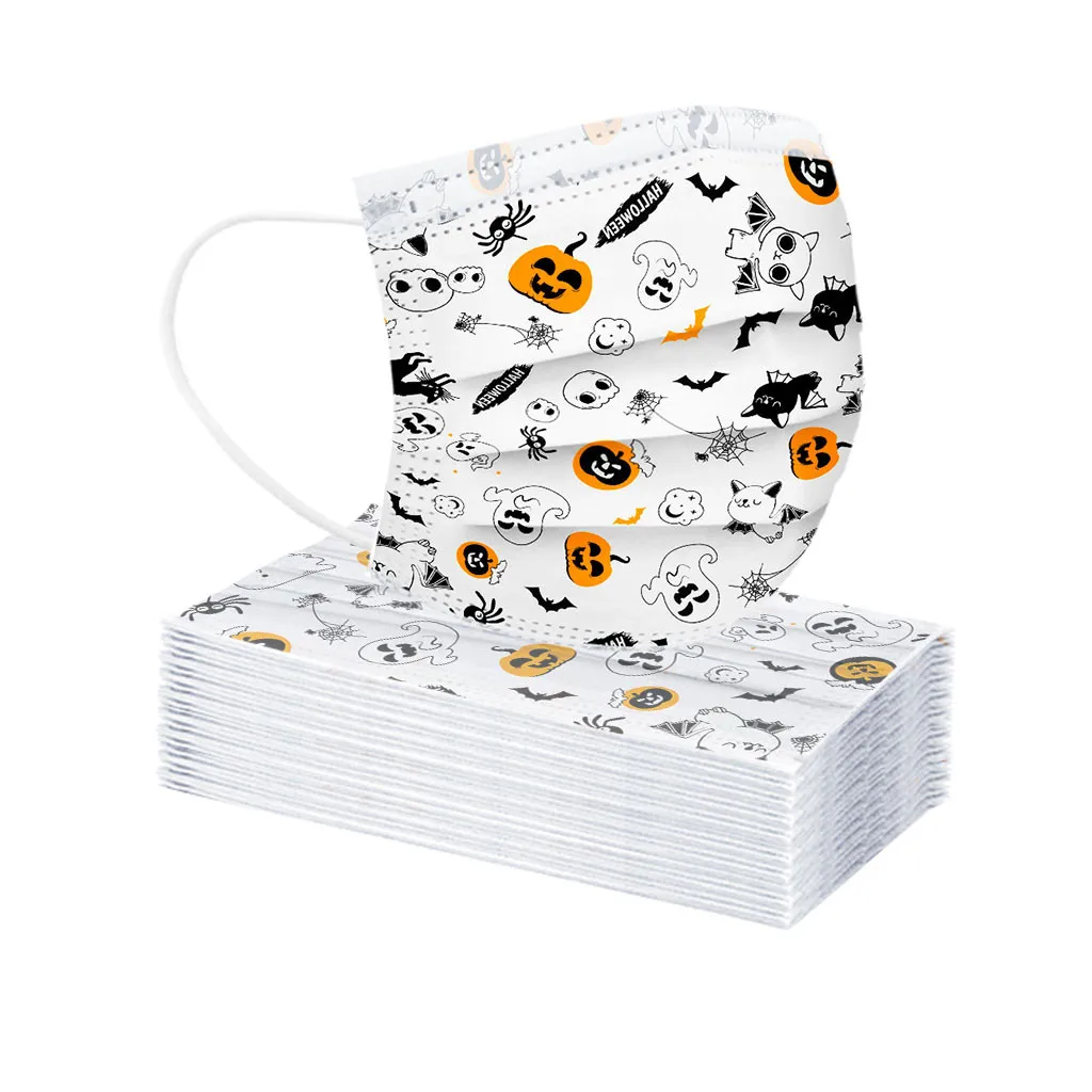 Одноразовая маска для лица с принтом на Хэллоуин детей дышащая противопыльная