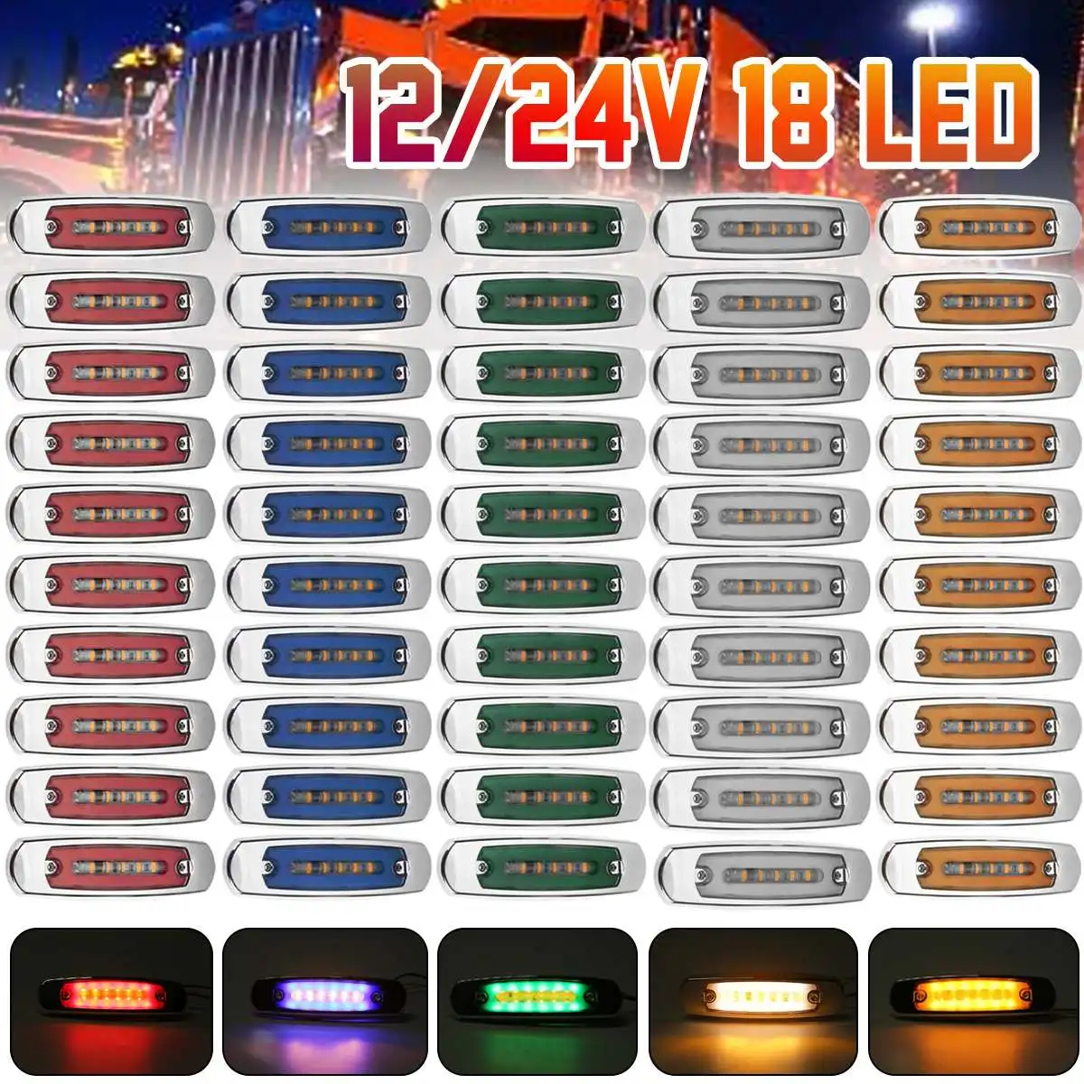 

Габаритный фонарь, 12 В, 24 В, 18 светодиодный, для автомобилей, грузовиков