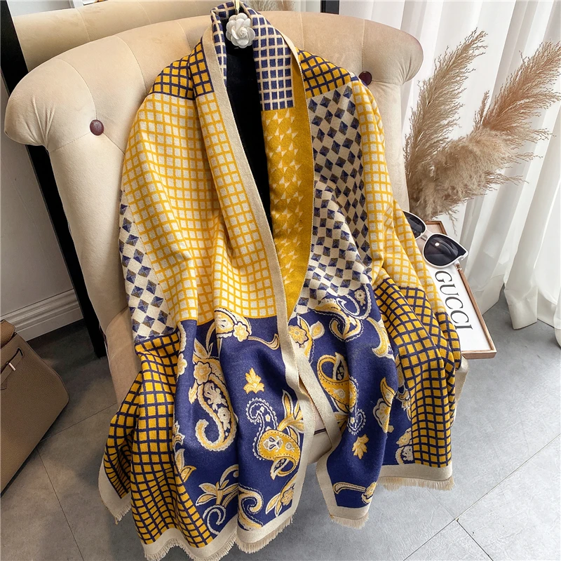 

Winter Thick Warm Cashmere Scarf for Women Plaid Paisley Blanket Pashmina Shawl Wrap Foulard Tassel Echarpe Bufanda Neckerchief