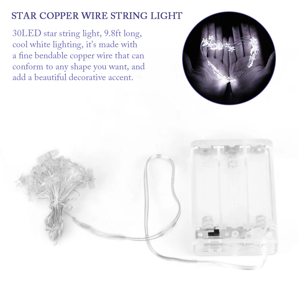 2M/3M LED Star Light String Twinkle Garlands Battery Powered Christmas Lamp Holiday Party Wedding Decorative Fairy Lights | Лампы и