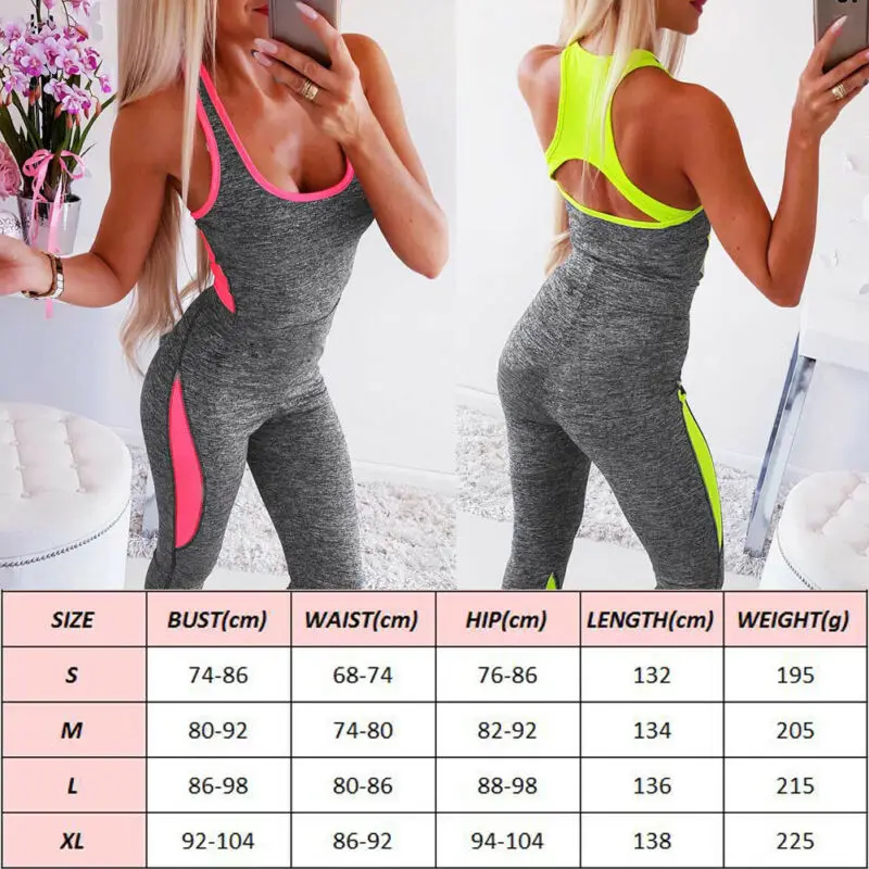 

Goocheer Fashion Women Pants Colorblock Yoga Jumpsuit Romper Yoga Dance Sports Fitness Bodysuit Clubwear Playsuit Femme