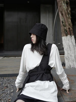 Женский свободный черный жилет с пряжкой Irregualr новый модный без рукавов