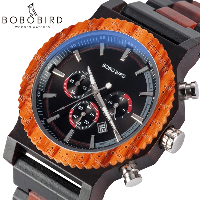 Часы наручные BOBO BIRD Мужские кварцевые деревянные с циферблатом в подарочной