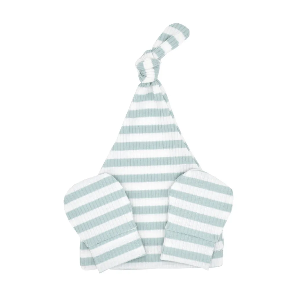 Теплая вязаная шапка для новорожденных в полоску без царапин защиты ребенка |