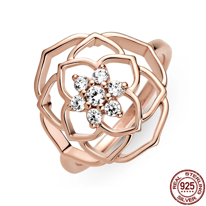 

Pandach 925 Sterling Silver Rings For Women 2021 New Spring Rose Petal Ring Making Jewelry Gift Party Engagement CMR098