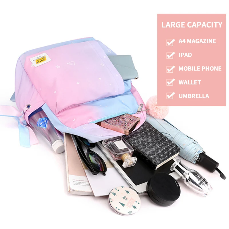 

Casual fashion girl backpack 2020 new waterproof nylon Kids School Bags Starry sky Backpacks Teens Girls Boys Primary Bookbag