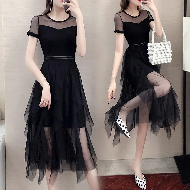 5Xl летнее женское Сетчатое платье больших размеров туника сексуальное