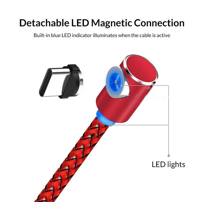 360° L-Shape Magnetic USB Type C Charger Cable For iPhone Samsung Android Lot | Мобильные телефоны и аксессуары