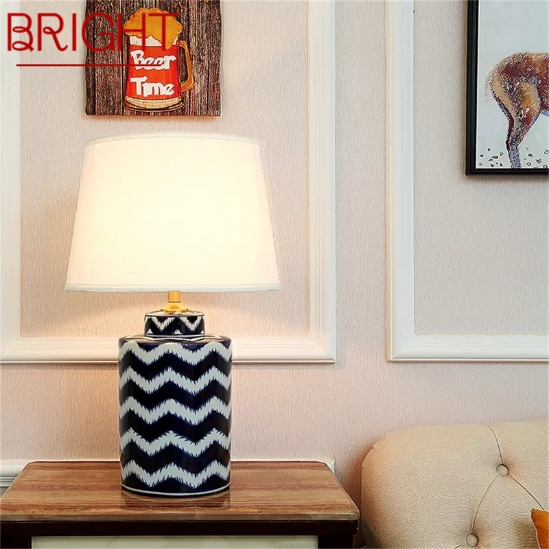 

BRIGHT Ceramic Table Lamps Desk Light Dimmer Copper Luxury Fabric for Home Living Room Dining Room Bedroom Office