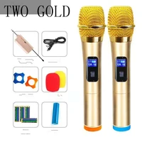 wireless microphone uhf dual metal handheld dynamic mic system with rechargeable receiver 164ft range for karaokeparty spee