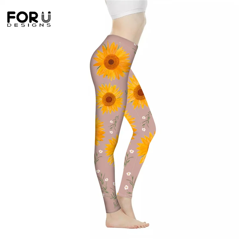 

FORUDESIGNS Women Leggings Yoga Pants Retro Sunflower Printed High Waist Butt Lifting Leggings Outdoor Gym Workout Clothing