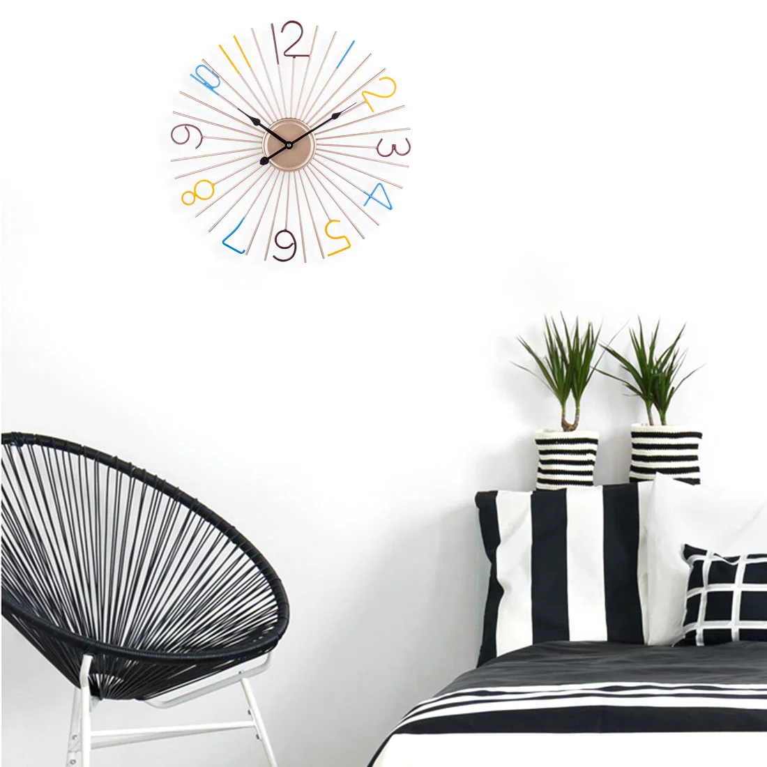 Простые часы с железным искусством 50 см бесшумные настенные современный дизайн