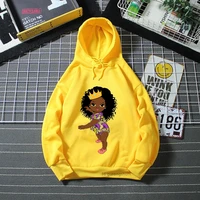 melanin african little princess print girls yellow hoodie cool black kids sweatshirt thick velvet clothing tops