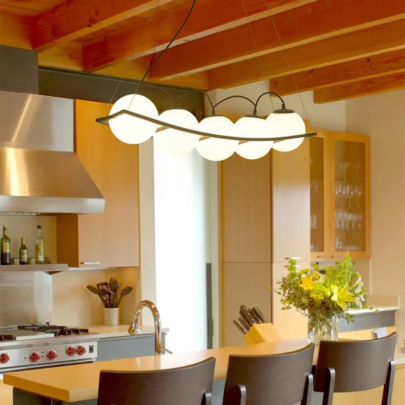 Современная Потолочная люстра в скандинавском стиле с черными шариками E27