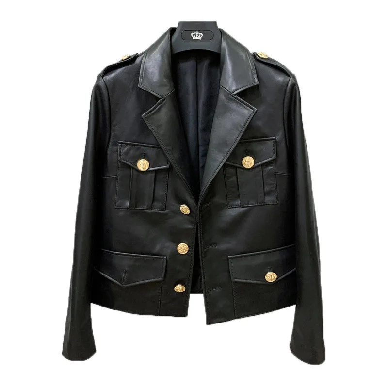 YYCZF Women Genuine Sheep Leather Coat Lady Female Real Sheep Skin Temperament frock Jacket Spring Autumn Coats Trench Clothes