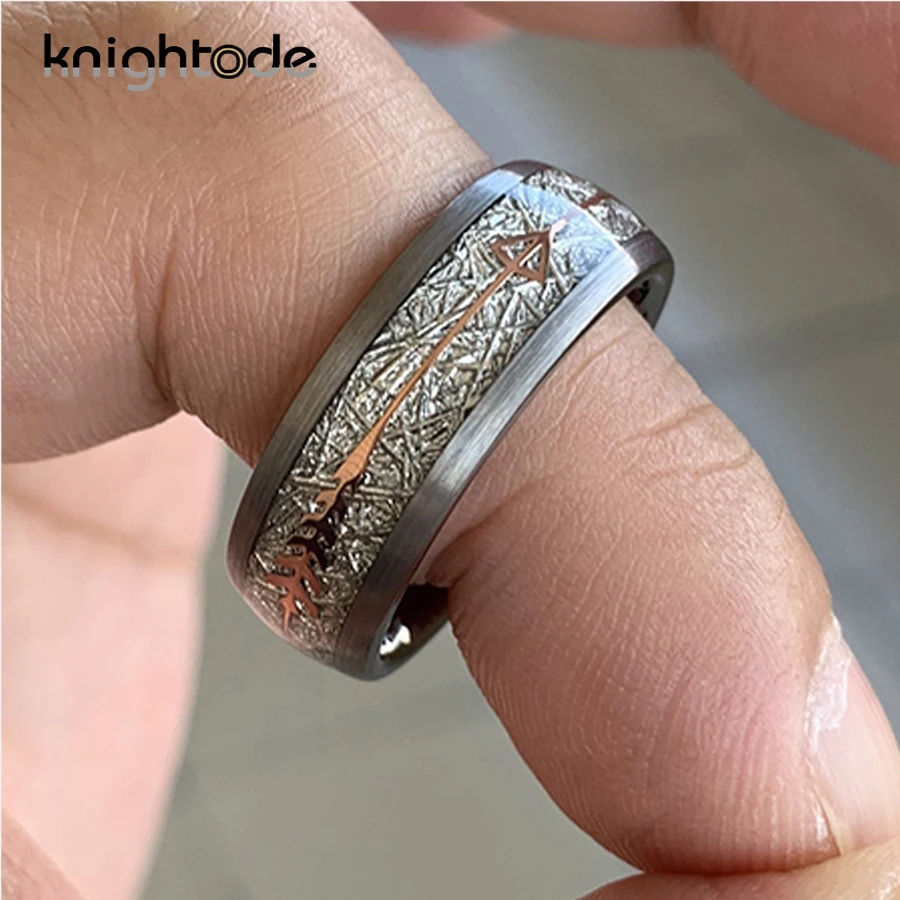 8 мм обручальные кольца из карбида вольфрама белый метеорит розовое золото