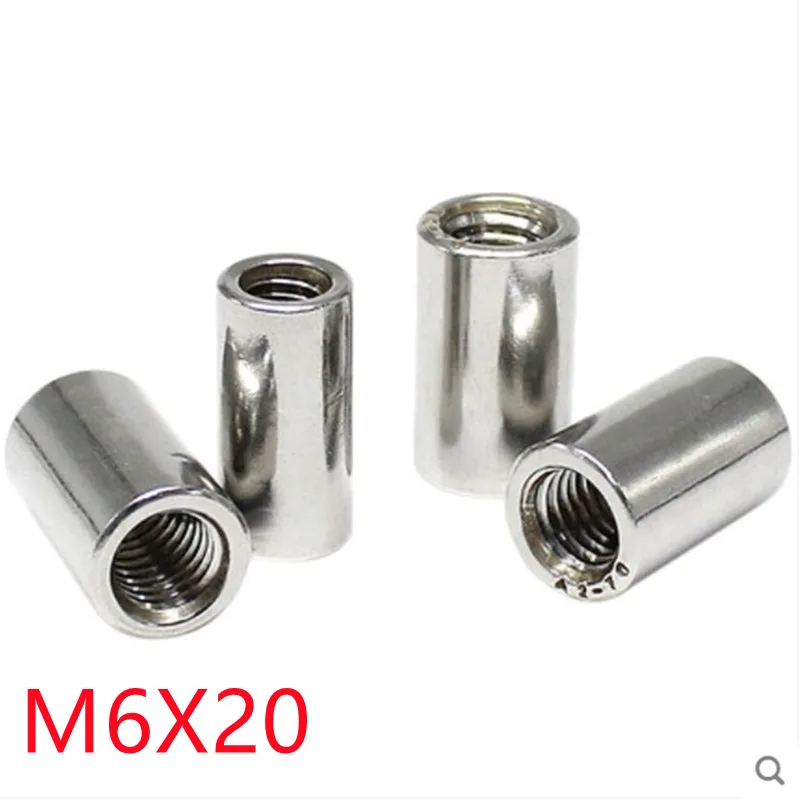 

5pcs Coupling Nut M6*20 304 Stainless Steel Extend Long Round Nuts
