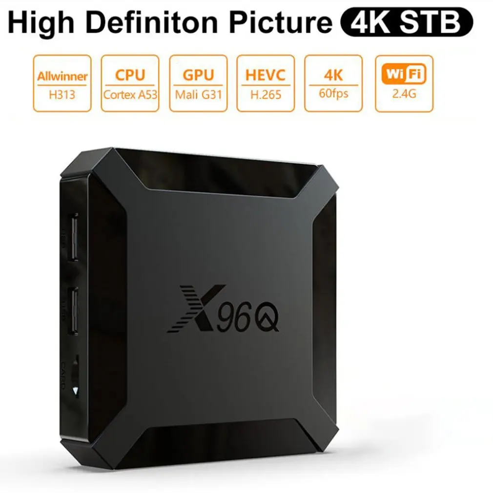 Smart TV Box Allwinner H313 X96Q Android 10 Quad Core X96 Q Декодер каналов кабельного телевидения Media Player Поддержка Google Play Youtube голосовой BOXTV