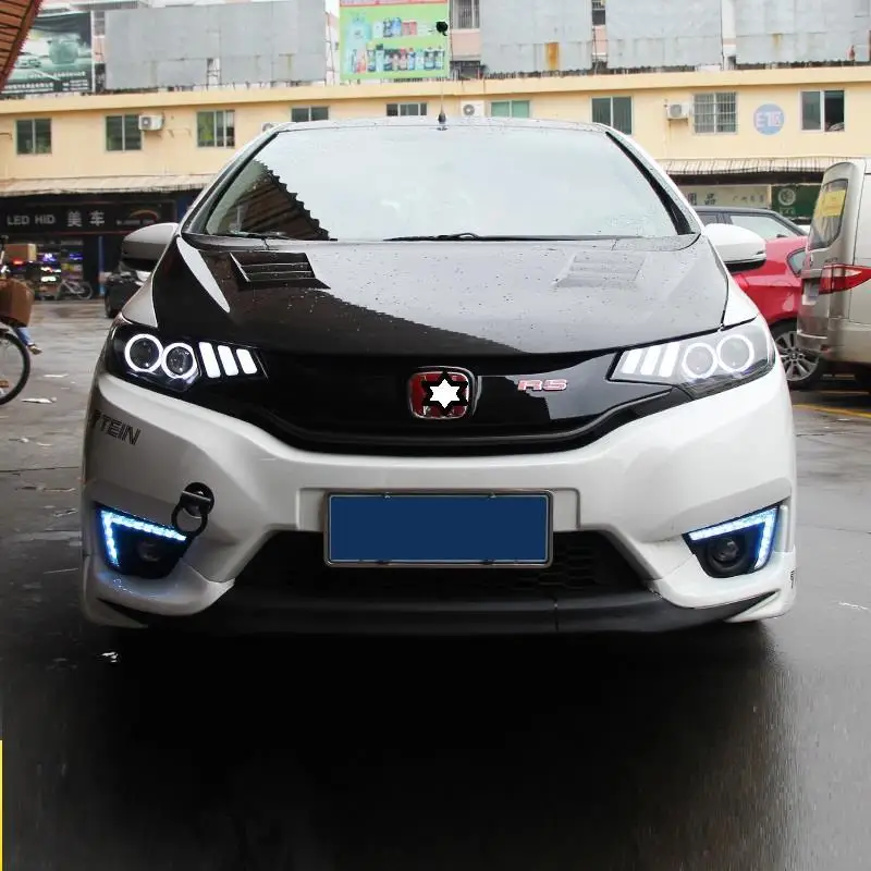 Указатель поворота, Стайлинг, Automovil, Drl, Led Assessoires, дневные ходовые огни, передние противотуманные фары, автомобильные фары в сборе, 18 для Honda Fit