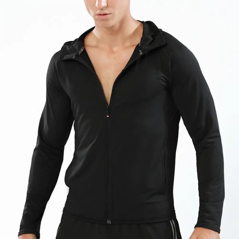Куртка мужская Спортивная однотонная с длинным рукавом и капюшоном | Спорт