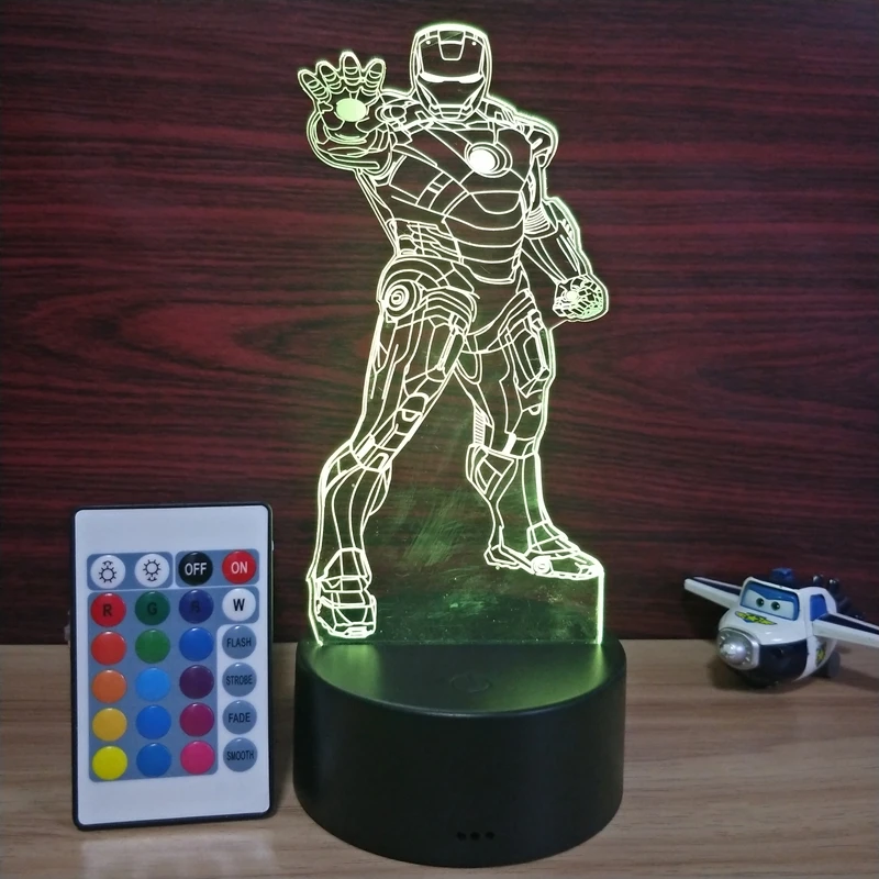 3D ночник RGB светодиодный светильник Настольная лампа супергерой ночники Новогоднее украшение детский спящий креативный светильник для детей