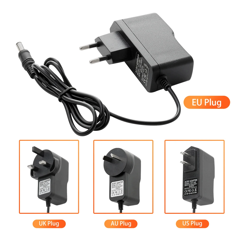 12V 1A AC 100V 240 адаптер конвертер DC 1000mA Питание 3 метра стандарта ЕС США