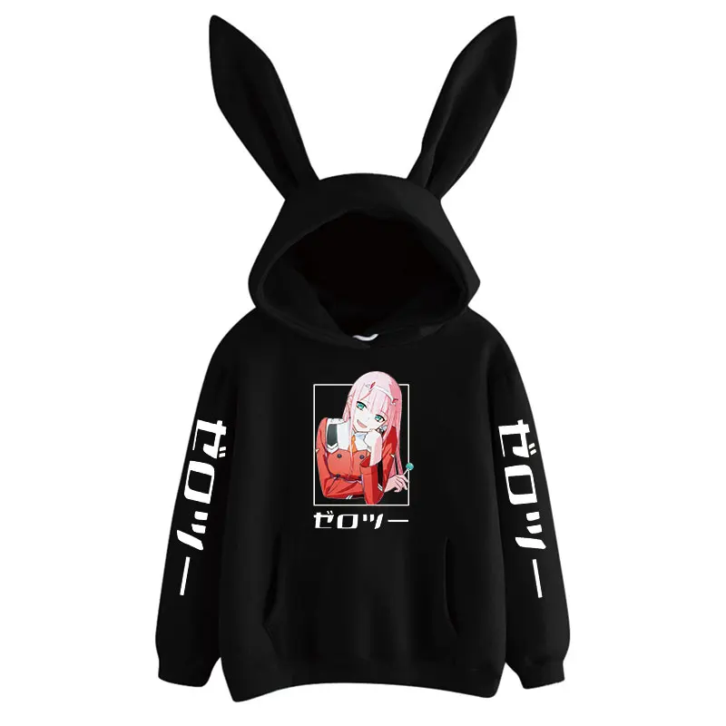 Толстовка с капюшоном zero two Harajuku для женщин и девушек милый кролик косплея аниме
