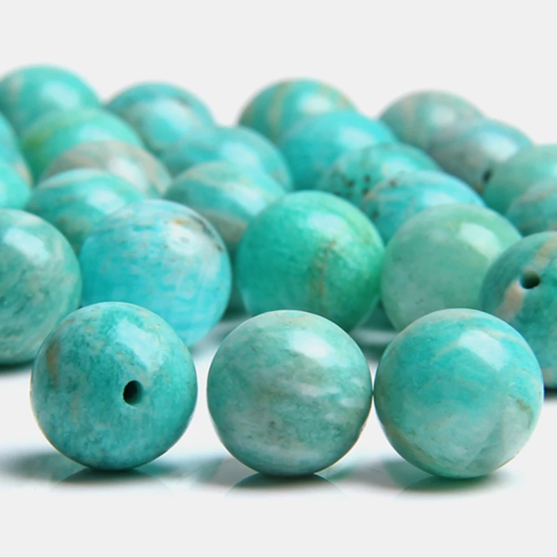 

100% Natural Blue Amazonite Stone beads spacer 6 8 10 12 mm Round Loose Beads For Jewelry Making bracelet necklace Accessories