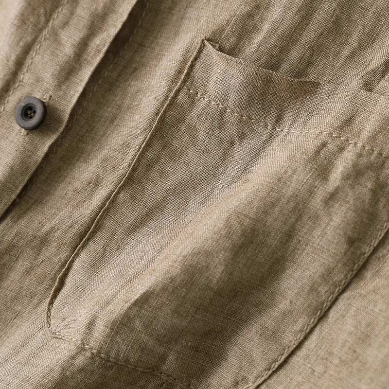 

Long Shirts Women 100% Linen Pockets Turn-down Collar Casual Solid Blusa Manga Comprida Feminina full sleeve Tops