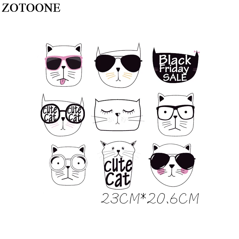 Термонаклейки ZOTOONE для глажки с изображением милых кошек нашивки детской одежды