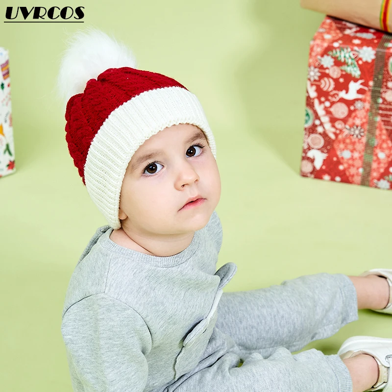 Новинка Осень зима 2020 Рождественская Милая вязаная шапка с маленьким мячом для