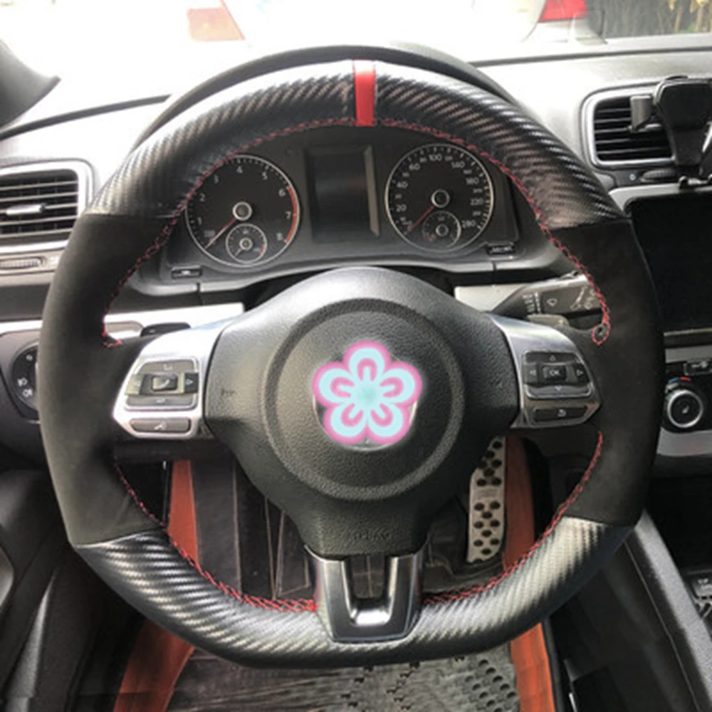 Чехол рулевого колеса автомобиля для Volkswagen VW Golf 6 (VI) GTI Polo Scirocco CC (R Line) Tiguan черный